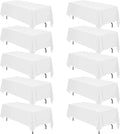 BRILLMAX 10 Pack White Tablecloths 70 x 120 Inch for 6ft or 8ft Rectangle Tables - Rectangular Bulk Linen Polyester Fabric Washable Cloth Cover for Wedding Reception Banquet Birthday Party