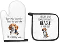 Beagle Gifts for Women Men, Dog Oven Mitts and Pot Holders Sets, Beagle Dog Decor Kitchen Accessories Sets, Complete Without a Beagle Dog Heat Resistant Oven Glove Potholders for Kitchen Baking