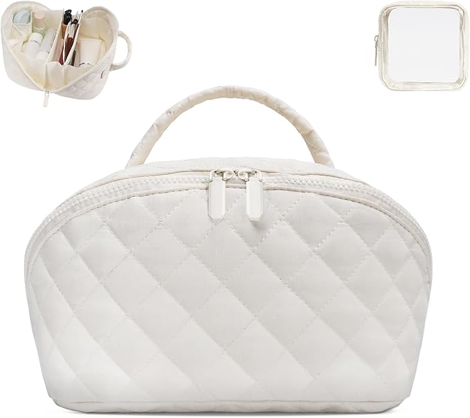 SXS LACONIC Makeup Bag,Quilted Puffer Cosmetic Bags,Travel Toiletry Bag for Women,Large Capacity Waterproof Make up Bag Set