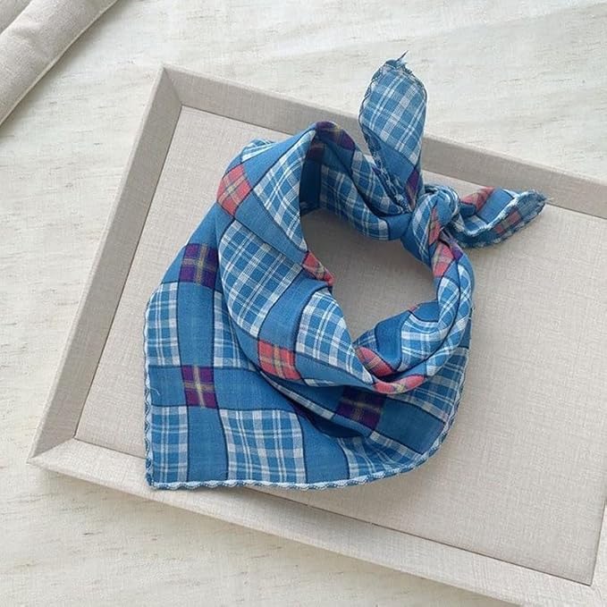Pemilosci Double Layers Two Tones Dog Cotton Square Bandana Bibs Scarf Kerchief for Small Medium Dogs Boy or Girl - DCB23 B&W