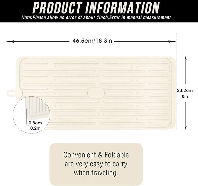 Dahaiwua Waterproof Pet Placemat,Feeding Mats,Non Slipping Cat Food Mats,Cat Food Mats for Floor with Lip,Dog Food Mat-Beige