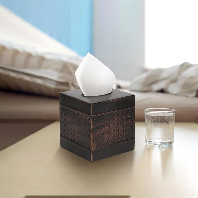 DSNMYO Industrial Style Tissue Box Cover, Tissue Holder, Square Box Covers,for bedrooms, Offices, bathrooms, Living Rooms etc.(Bronze)