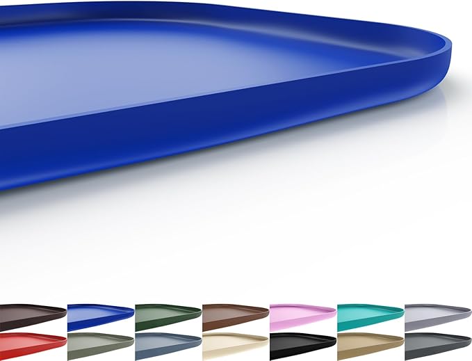 SMILOOL Silicone Pet Feeding Mat with Raised Edge for Food and Water, Dog Bowl Mats, Cat Bowls Placemat with High Lip for Floor Waterproof, Rubber Tray for Cats and Dogs 19 x 12 x0.7 Navy Blue