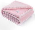 Maidewow Waterproof Pink Dog Blanket Reversible Sherpa Fluffy Calming Pet Blankets Bed Cover for Puppy Leakproof Sofa Couch Throw Covers Cat-L-57x65in