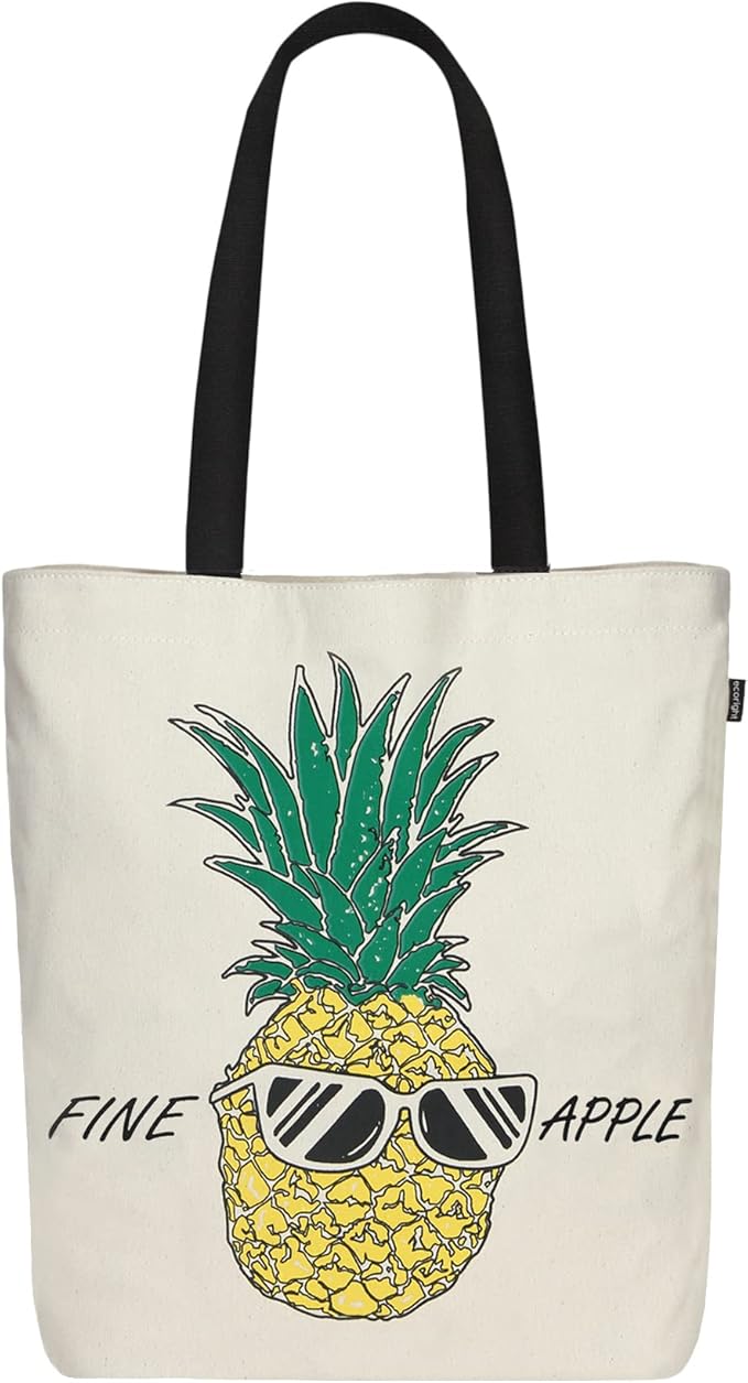 Ecoright Tote Bag for Women with Zipper, Small Tote Bag, Canvas Bag, Reusable Cotton Bag for Beach, Grocery, School & Work