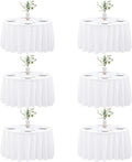 White Round Tablecloth 6-Pack, 120 Inch Diameter Table Cloth for Round Tables - Polyester Fabric Tablecloths, Reusable & Washable Table Cover
