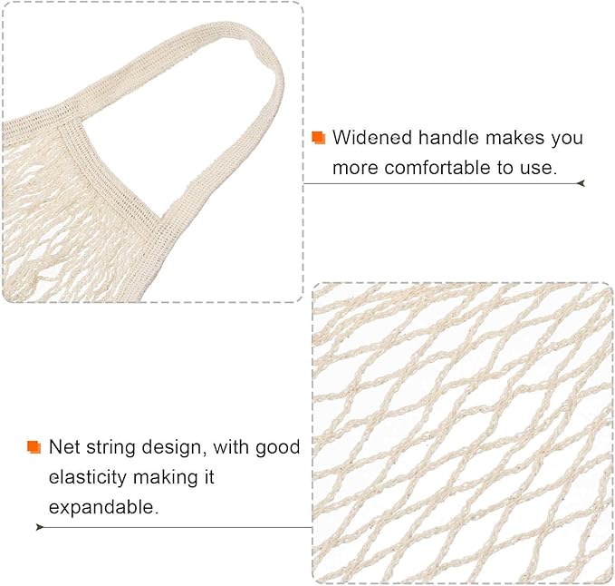 MECCANIXITY Cotton Mesh Bag Reusable Washable Mesh Net String Grocery Bags Organizer for Fruits Vegetables Shopping