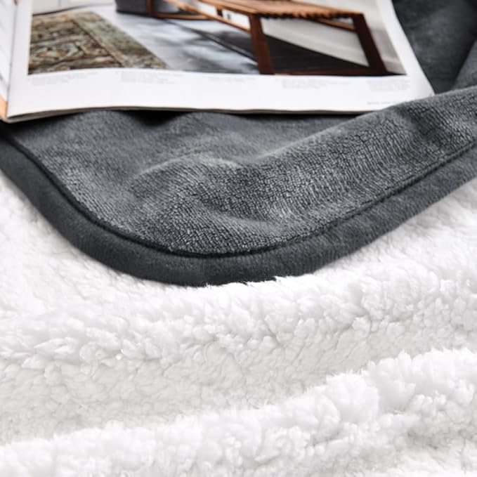 Yaning Waterproof Blanket for Bed Couch Sofa, Soft Liquid Pee Proof Pet Blanket for Dog Puppy Cat, Reversible Sherpa Fleece Furniture Protector (Dark Grey, 60x80 inches)