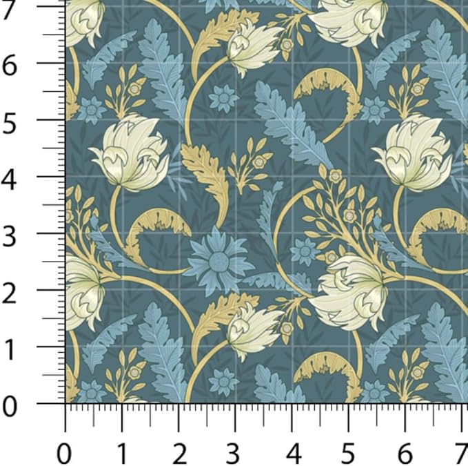 Floral Patchwork Fabric Panel 100x155 cm – 100% Cotton Satin, 6 Coordinated Botanical Prints on One Continuous Sheet (Vintage Botanica, 6pcs 50x50cm)