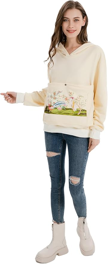 ALYC Cat Dog Carrier Hoodie Big Pet Pouch Sweatshirt Puppy Kitten Holder Pullover Top Graphic Print Kangaroo Hoodies