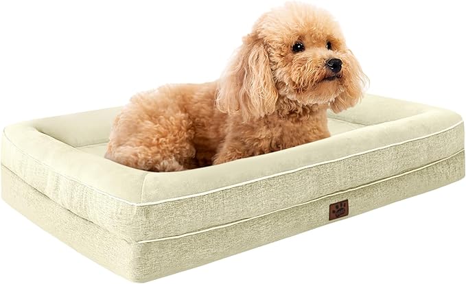 TaiBest Waterproof Memory Foam Dog Beds for Small Dogs Non-Slip Orthopedic Dog Beds Washable Couch Pet Bed with Removable Cover (Beige, Small)