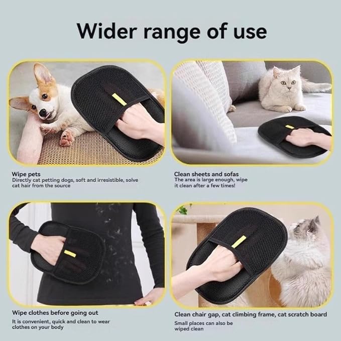 Unique Valley Pet Hair Removal Glove for Cats & Dogs, Upgraded Five-Finger Electrostatic Pet Hair Gloves, Reusable Magic Brush Pet Hair Remover Tool for Couch, Carpet, Car Seat
