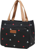 Dreubea Women's Floral Print Canvas Tote Bag - Small Reusable Shopping Handbag for Groceries, Takeout, Eco-Friendly Purse