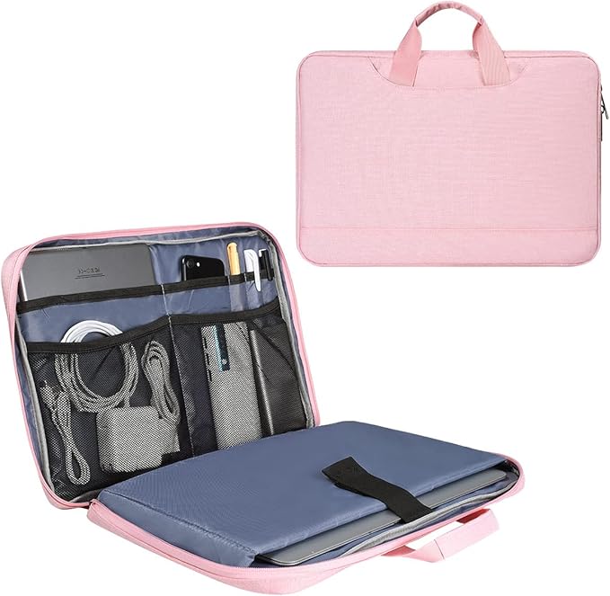 15.6 Inch Laptop Sleeve TSA Case for Women Ladies Bag for Macbook Pro 16" M4 M3 M2 M1, Lenovo Ideapad 15.6", HP Envy/Victus 15.6, Dell Inspiron 15, Acer Aspire/Nitro 15, ASUS MSI Macbook 15 Case, Pink
