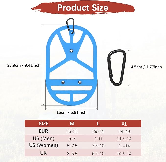 TIXIPEM Shoe Holster for Backpack [1SET] - Elastic Silicone Footwear Holder with Clip Use for Travel & Outdoors & Sports - [Sapphire Blue-XL] Hang Extra Shoes Cleats Boots
