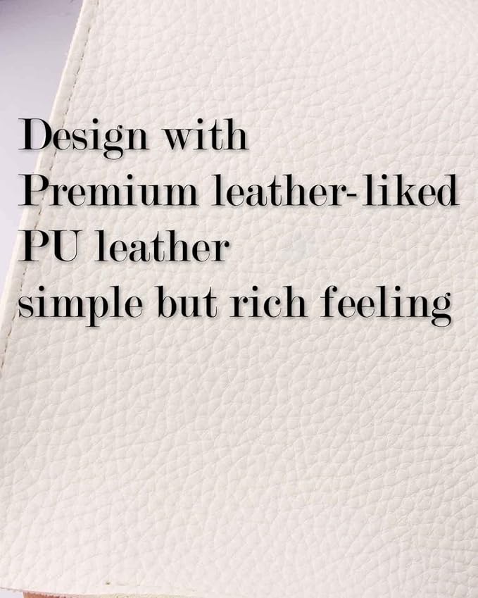 Leather Tissue Box Cover Rectangular – with Bottom Belt [JESMINI, White] Modern PU Leather Long Rectangle Tissue Box Cover Decorative for Bathroom Vanity Countertop/Night Stands/Office Desk
