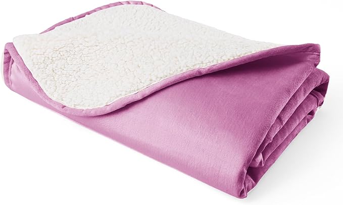 Bigbeer Waterproof Dog Blankets for Medium Dogs, Washable Pet Blanket for Indoor Cats, Plush Sherpa Puppy Throw Furniture Protector for Bed Couch Sofa(30"x40",M,Purple)