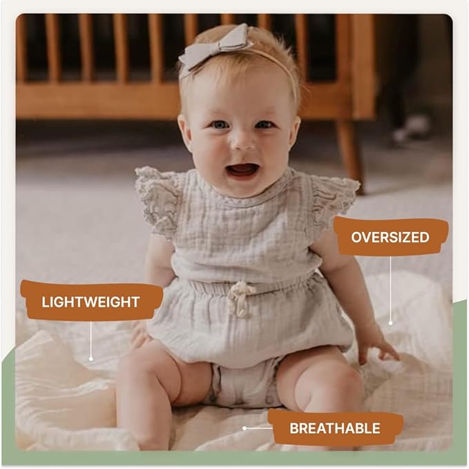 Parker Baby Co. Muslin Swaddle Blankets - Pack of 3 of 100% Cotton for Baby Girls - Rose Set