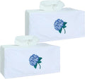 Fabric Tissue Box Cover Set of 2, Vintage Floral Embroidery Hydrangea Tissue Holder, Bouquet Wrapping Bag, Car Tissue Holder, Tissues Box Cover Rectangular 9.8"X5.9"X4.7", White Tissue Box Cover