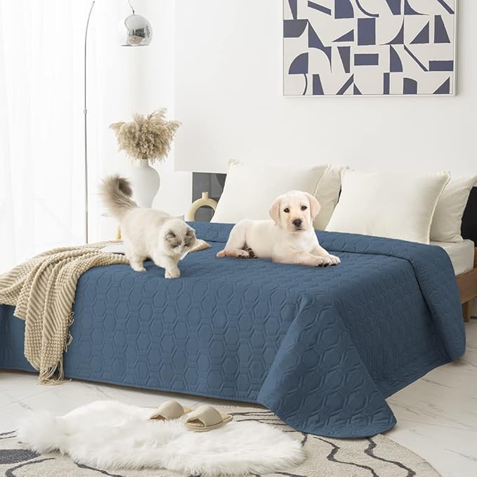 Tcksstex Waterproof and Anti-Slip Dog Bed Cover and Pet Blanket Sofa Pet Bed Mat ，car Incontinence Mattress Protectors Furniture Couch Cover for Most Cats Dogs, Pets （82x82- Navy Blue）