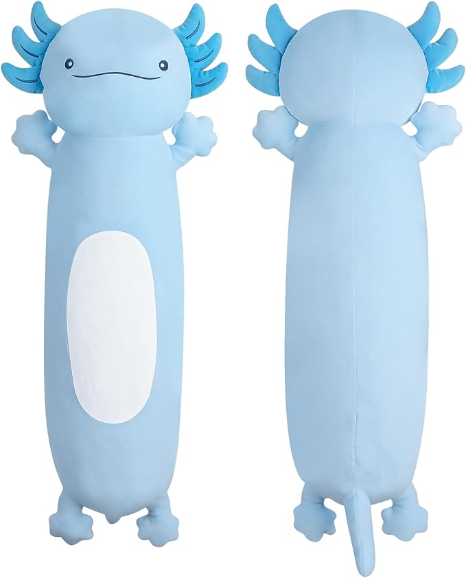 Dalmao 36 inch Cute Giant Blue Axolotl Plush Soft Body Pillow, Large Axolotl Stuffed Animals Toy, Squishy Plushies Gifts for Kids Boys Girls Birthday, Valentine's