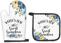 Great Grandma Gifts Oven Mitts and Pot Holders Sets, Gifts for Great Grandma from Grandkids Kitchen Accessories Sets, World’s BestGreat Grandma Heat Resistant Oven Glove Potholders for Kitchen