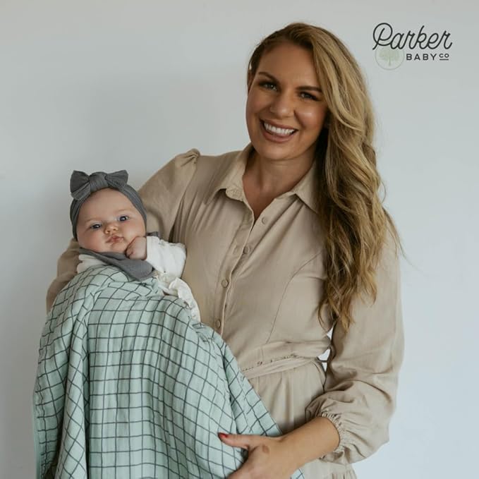 Parker Baby Muslin Blanket | 100% Soft Cotton Toddler Quilt & Baby Muslin Swaddle | Gender Neutral Design 47" x 47" Blanket