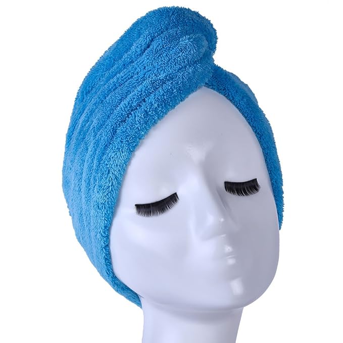 YYXR Microfiber Hair Turban Towel Wrap - Super Absorbent Drastically Reduce Hair Drying Time(2 Pack Puple & Blue)