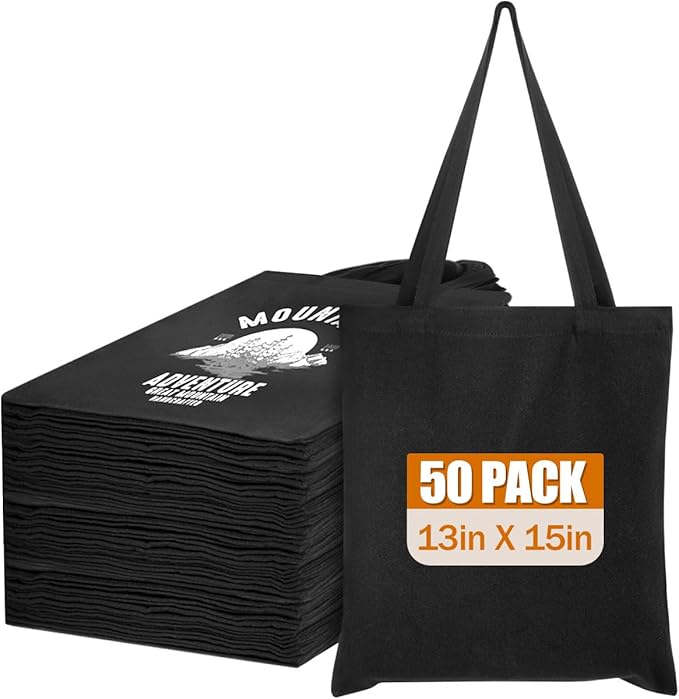 Lzerking Canvas Tote Bag Bulk for DIY Projects, 13x15 Inches Tote Bags for Grocery Shopping, 10oz Machine Washable Fabric