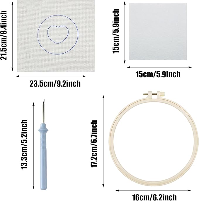 Allazone Punch Needle Kits, Punch Needle Coasters Kit, Punch Embroidery Kit with Felt Yarns Hoop Tools for DIY Coaster Crafts (Heart-Shaped)