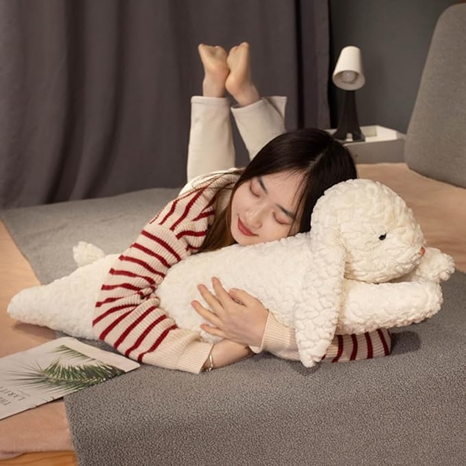 FEEZUSH Rabbit Plush Pillow - 47 inch Rabbit Stuffed Animal - Birthday Christmas Valentine's Day Gift for Kids Boys Girls (White)