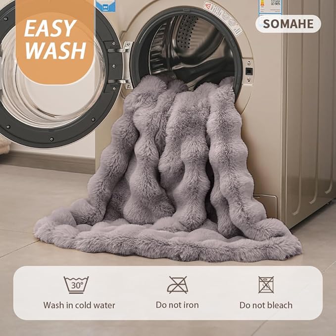 SOMAHE Dog Blanket Self-Warming Throw for Medium & Large Dogs, Dual-Side Sherpa Plush, Thick Crate Bed Cover & Car Seat Mat, Anti-Static Machine Washable No Shrink, 39x30 Inch Gray