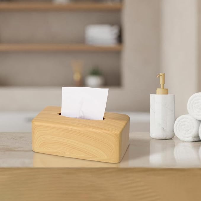 MOCHTERO Modern Tissue Box Cover,Rectangular Wood Grain Finish Tissue Holders,for Bathrooms,Bedroom, Dinner Table,Living Room,Office
