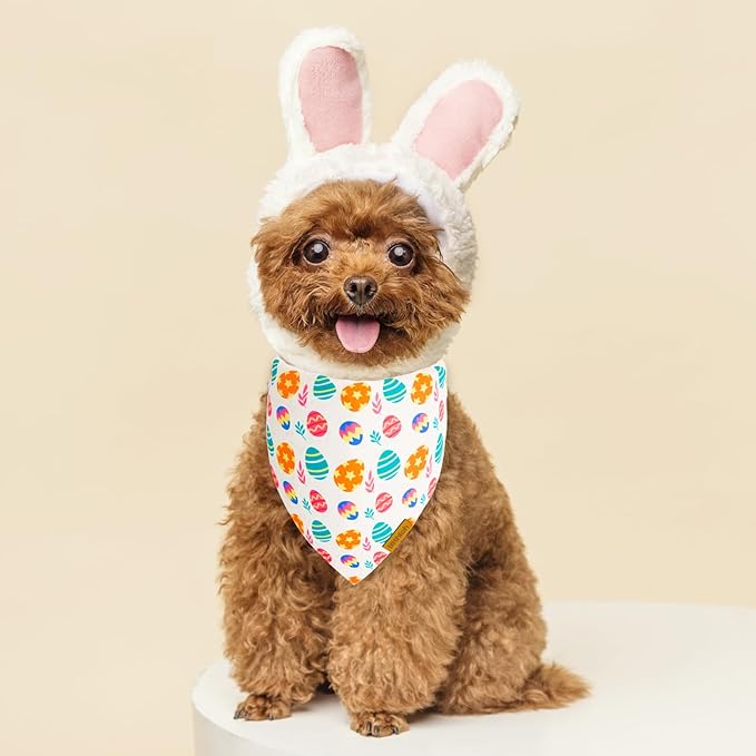 THLOH Easter Dog Bandanas 2 Pack - Reversible Pet Scarf for Boy and Girl, Spring Pet Accessory, Holiday Bandana for Medium and Large Dogs (Large)