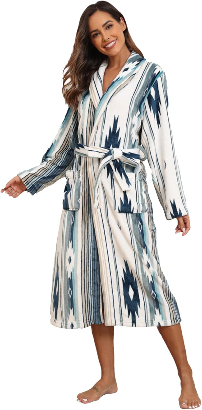RONGTAI Womens Bathrobe Ladies Fleece Plush Warm Long Robes Fleece Nightgown Sleepwear