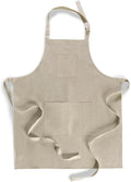 Solino Home Linen Bib Apron for Men & Women - 100% Pure Linen Light Natural Kitchen Apron with Front Pockets - Handcrafted from European Flax