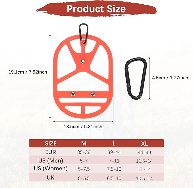 TIXIPEM Shoe Holster for Backpack [1SET] - Elastic Silicone Footwear Holder with Clip Use for Travel & Outdoors & Sports - [Red-M] Hang Extra Shoes Cleats Boots
