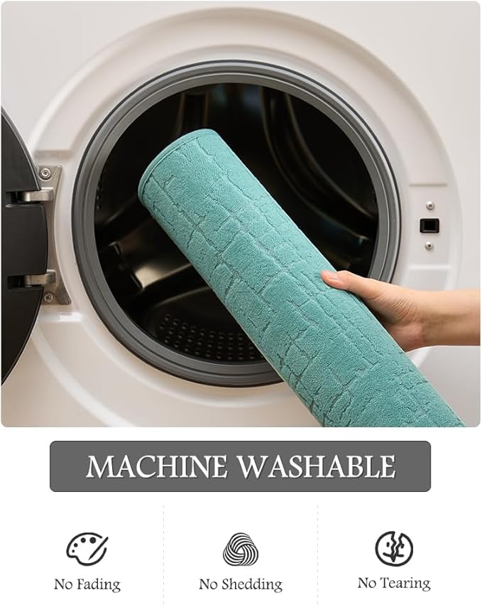 AMOAMI-Bath Mat-Absorbent Quick Dry Bathroom Floor Mats-Washable Rubber Backing Bath Mats for Bathroom Rugs Fit Under Door-Bath Rug for in Front of Sink Bathtub Shower Room, Lake 17''x24''