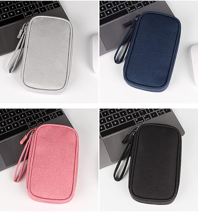 Portable Tech Accessories Organizer – Travel Cable, Charger, and Gadget Storage Carrying Case Navy Blue, Black and Grey (Dark Blue)