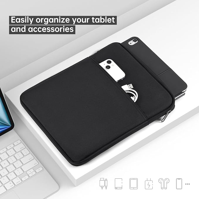 Tablet Sleeve Case for 13 inch New iPad Air M3 M2 2025-2024, 13 inch iPad Pro M4 M5 with Magic/Smart Keyboard, Protective Travel Pouch Bag, Black