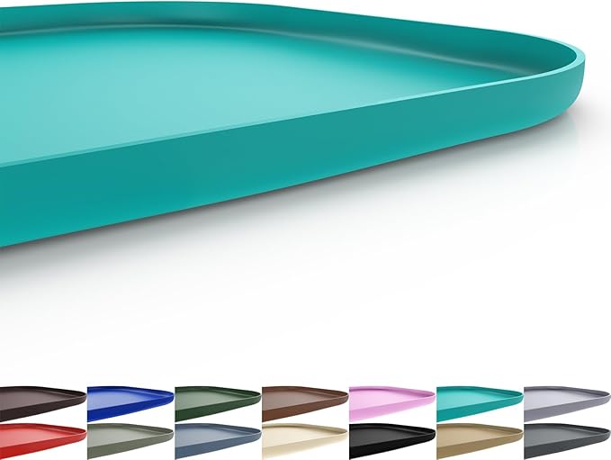 SMILOOL Silicone Pet Feeding Mat with Raised Edge for Food and Water, Dog Bowl Mats, Cat Bowls Placemat with High Lip for Floor Waterproof, Rubber Tray for Cats and Dogs 19 x 12 x0.7 Dark Turquoise