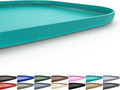 SMILOOL Silicone Pet Feeding Mat with Raised Edge for Food and Water, Dog Bowl Mats, Cat Bowls Placemat with High Lip for Floor Waterproof, Rubber Tray for Cats and Dogs 22 x 14 x0.8 Dark Turquoise