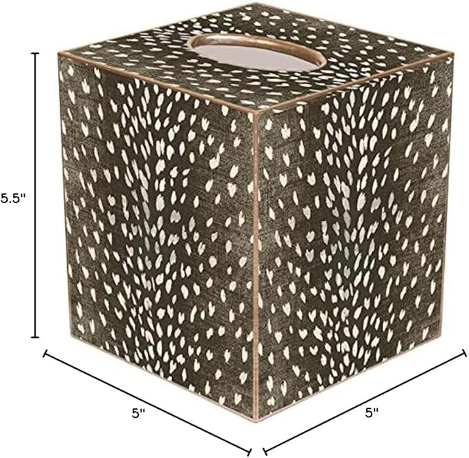 Marye-Kelley Tissue Box Cover Tissue Holder Square Cube Paper Mache Decorative Animal Print Antelope Brown 5 x 5 x 5.5 inches