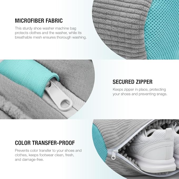 4 pieces Shoe Washing Machine Bag, 3 Shoe Cleaning Bag with Shoe Cleaning Brush, microfiber fabric Shoe Bag for Washing Machine, gray Shoe Washing Bag, Shoe Laundry Bag, Shoe Cleaner Bag