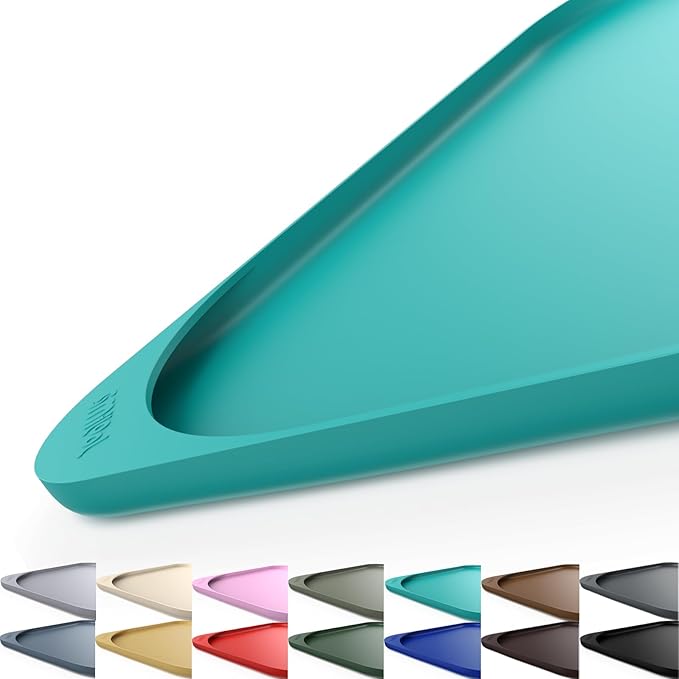 Smilool Silicone Pet Food Mat with Raised Edge for Food and Water Bowl, Dog Feeding Mats, Cat Food Trays for Floor Waterproof, Rubber Tray for Dogs and Cats, 24 x 16 x 0.8 Dark Turquoise