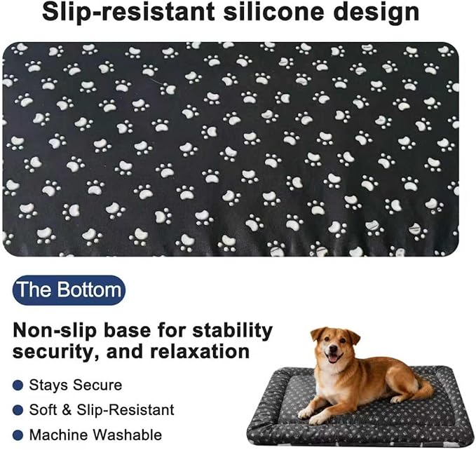 WITTOP Washable Dog Bed Plush Orthopedic Outdoor Crate Mat with Non-Slip Bottom,Luxe Soft Kennel Pad for Pets, Cozy Cage Cushion & Pet Sleeping Mattress Large Sized,Medium,Small Dogs,24 x 18 inch,Blue