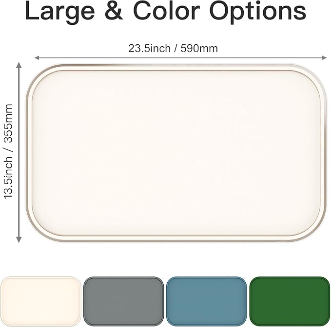 Feedoo Pet Feeding Mat [Warped Resistant Raised Edge], Water-Proof Silicone Placement for Food Water Bowls, Anti-Slip Base Protect Floor, BPA-Free&Dishwasher-Safe [23.5x13.5inch Large, White Sand]
