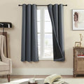Rutterllow 100% Blackout Curtain 2 Panels , Heat and Full Light Blocking Drapes with Grommets for Bedroom, Thermal Insulated Window Treatment Drapes for Living Room (Dark Grey, 42Wx63L)