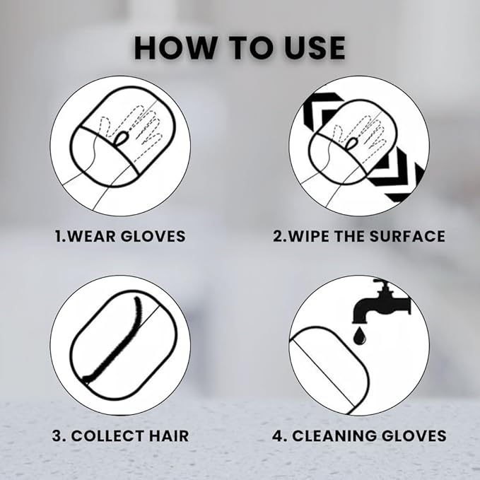 Pet Hair Remover Gloves (2 Pack) – Washable & Reusable Electrostatic Gloves for Dog & Cat Hair, Fits Clothing, Couch, Carpet & Car Seat, 9.45″ × 6.3″