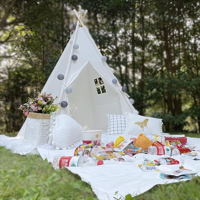 RongFa Teepee Tent for Kids-Portable Children Play Tent Indoor Outdoor (White)